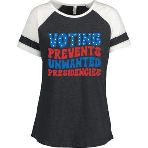 Voting Prevents Unwanted Presidencies Enza Ladies Jersey Colorblock Tee