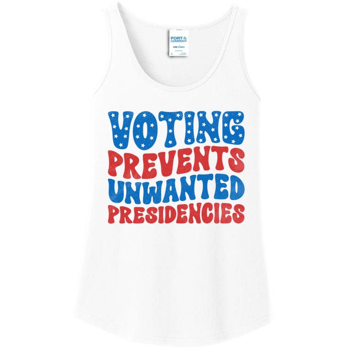 Voting Prevents Unwanted Presidencies Ladies Essential Tank