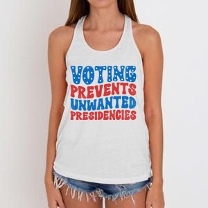 Voting Prevents Unwanted Presidencies Women's Knotted Racerback Tank