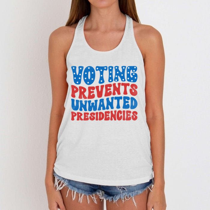 Voting Prevents Unwanted Presidencies Women's Knotted Racerback Tank