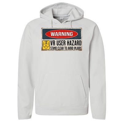 Vr Player Virtual Reality User Hazard Gamer Performance Fleece Hoodie