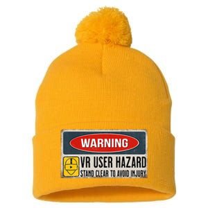 Vr Player Virtual Reality User Hazard Gamer Pom Pom 12in Knit Beanie