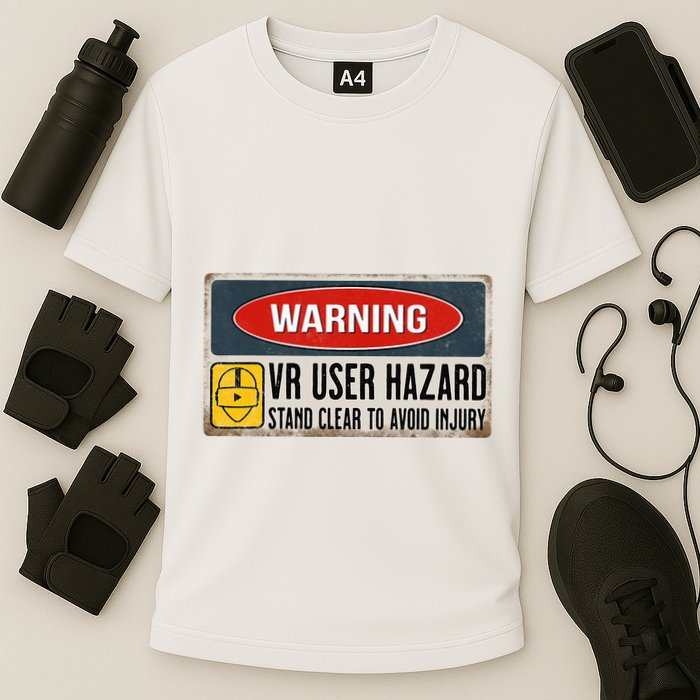 Vr Player Virtual Reality User Hazard Gamer Cooling Performance Crew T-Shirt