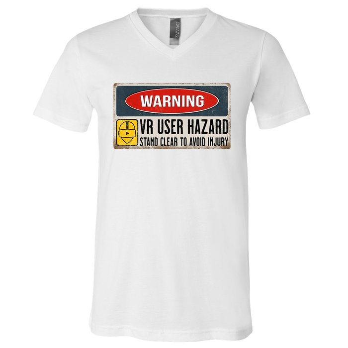 Vr Player Virtual Reality User Hazard Gamer V-Neck T-Shirt