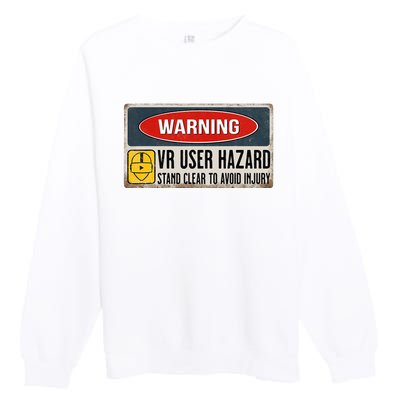 Vr Player Virtual Reality User Hazard Gamer Premium Crewneck Sweatshirt