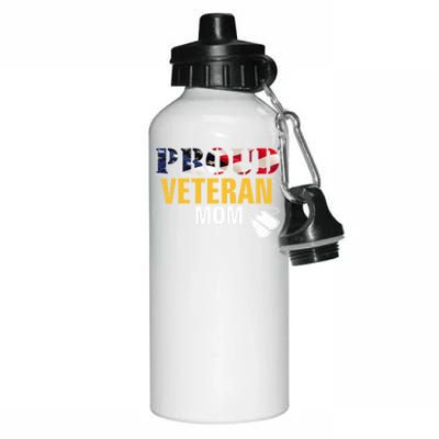 Vintage Proud Veteran Mom With American Flag Military Gift Aluminum Water Bottle 