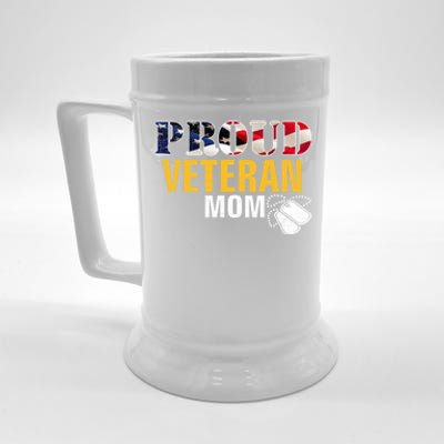 Vintage Proud Veteran Mom With American Flag Military Gift Beer Stein