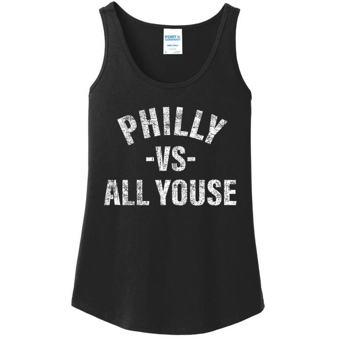 Vintage Philly vs All Youse Funny Philadelphia slang retro Ladies Essential Tank