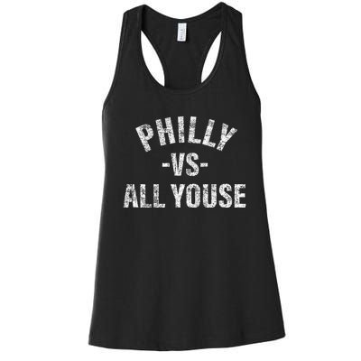 Vintage Philly vs All Youse Funny Philadelphia slang retro Women's Racerback Tank