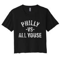 Vintage Philly vs All Youse Funny Philadelphia slang retro Women's Crop Top Tee