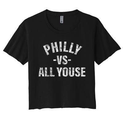 Vintage Philly vs All Youse Funny Philadelphia slang retro Women's Crop Top Tee