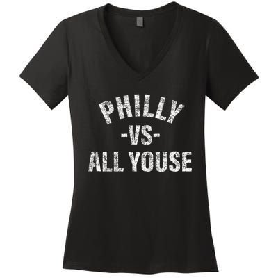 Vintage Philly vs All Youse Funny Philadelphia slang retro Women's V-Neck T-Shirt