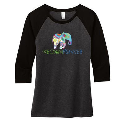 Vegan Power Vegan Shirts Vegan Activism Vegan Shirts Women's Tri-Blend 3/4-Sleeve Raglan Shirt