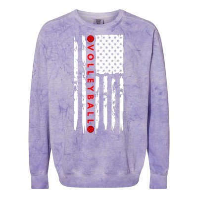 Volleyball Player Vintage American Flag Colorblast Crewneck Sweatshirt