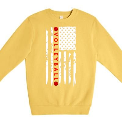 Volleyball Player Vintage American Flag Premium Crewneck Sweatshirt