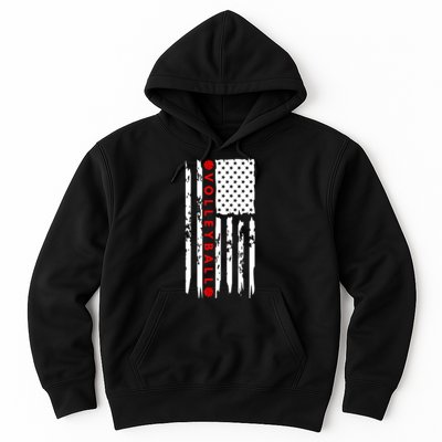 Volleyball Player Vintage American Flag Hoodie