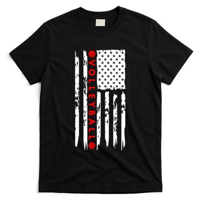 Volleyball Player Vintage American Flag T-Shirt