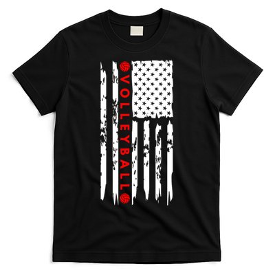 Volleyball Player Vintage American Flag T-Shirt