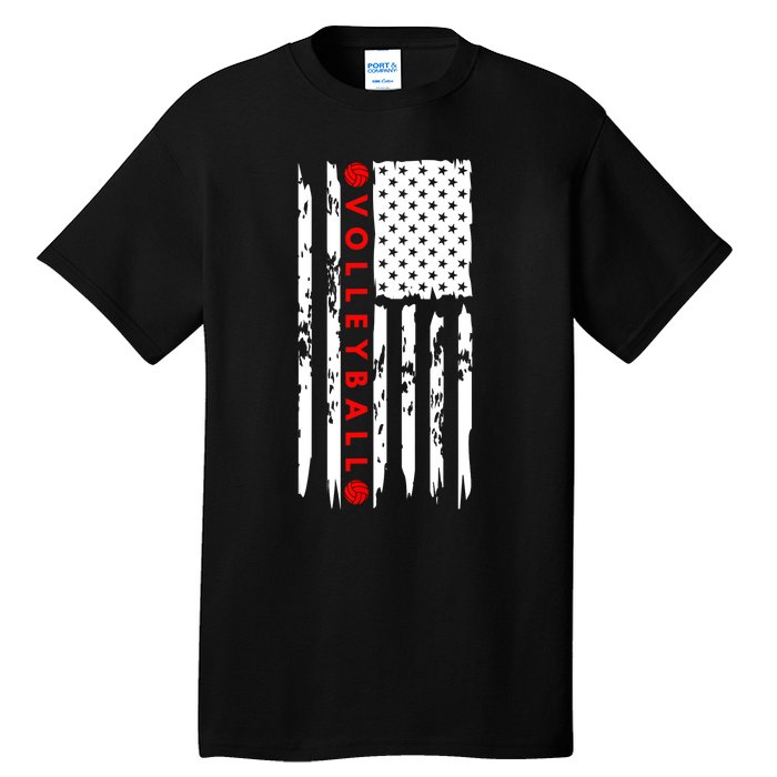 Volleyball Player Vintage American Flag Tall T-Shirt