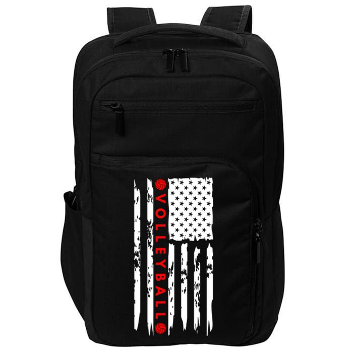 Volleyball Player Vintage American Flag Impact Tech Backpack