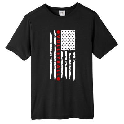 Volleyball Player Vintage American Flag Tall Fusion ChromaSoft Performance T-Shirt