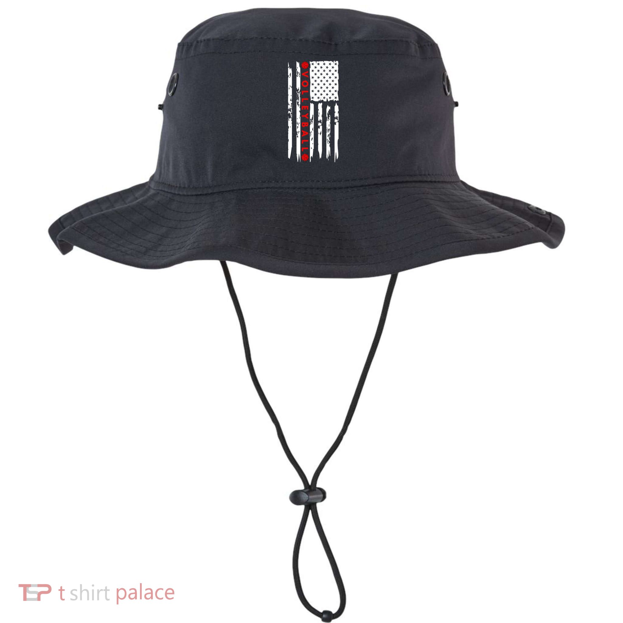 Volleyball Player Vintage American Flag Bucket Hat