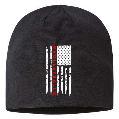 Volleyball Player Vintage American Flag Sustainable Beanie