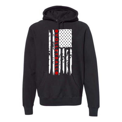 Volleyball Player Vintage American Flag Premium Hoodie