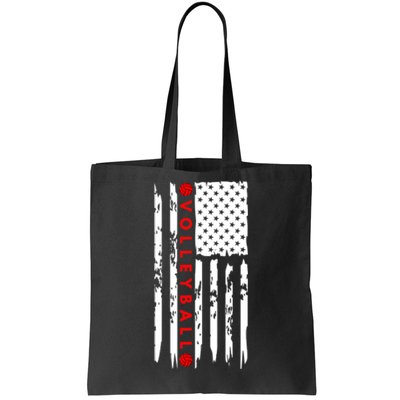 Volleyball Player Vintage American Flag Tote Bag