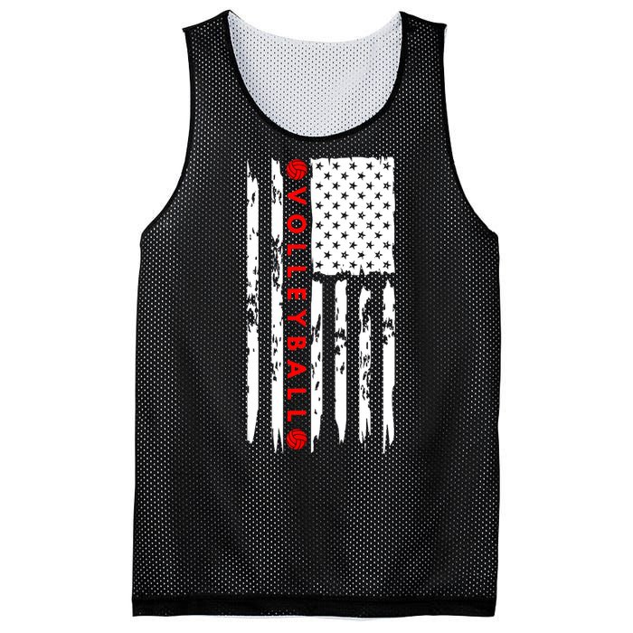 Volleyball Player Vintage American Flag Mesh Reversible Basketball Jersey Tank