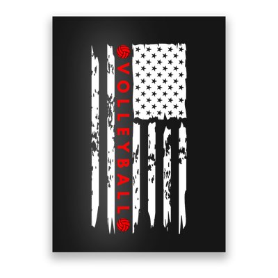 Volleyball Player Vintage American Flag Poster