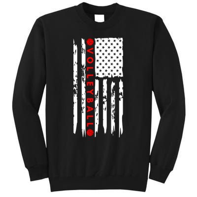 Volleyball Player Vintage American Flag Tall Sweatshirt