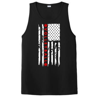 Volleyball Player Vintage American Flag PosiCharge Competitor Tank