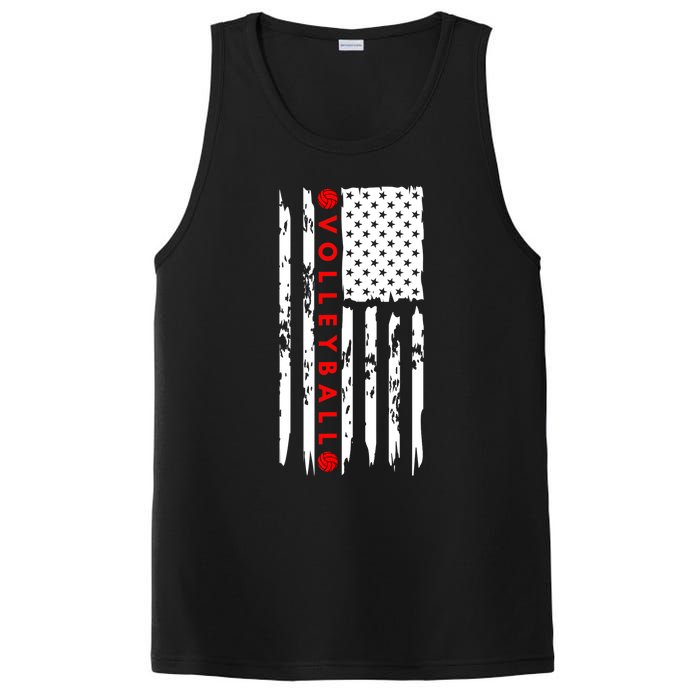 Volleyball Player Vintage American Flag PosiCharge Competitor Tank