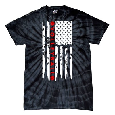 Volleyball Player Vintage American Flag Tie-Dye T-Shirt