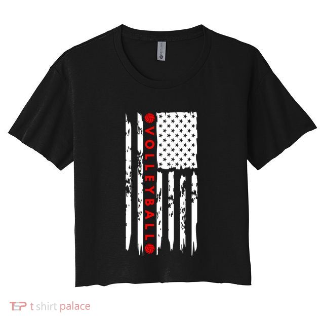 Volleyball Player Vintage American Flag Crop Top