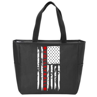 Volleyball Player Vintage American Flag Zip Tote Bag