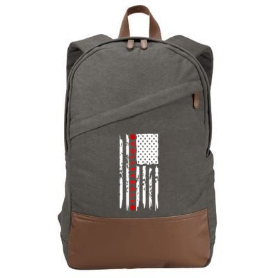 Volleyball Player Vintage American Flag Cotton Canvas Backpack