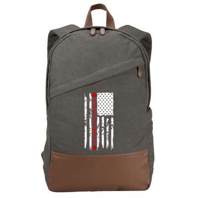 Volleyball Player Vintage American Flag Cotton Canvas Backpack