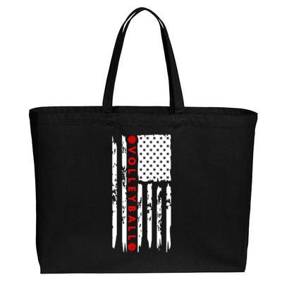 Volleyball Player Vintage American Flag Cotton Canvas Jumbo Tote