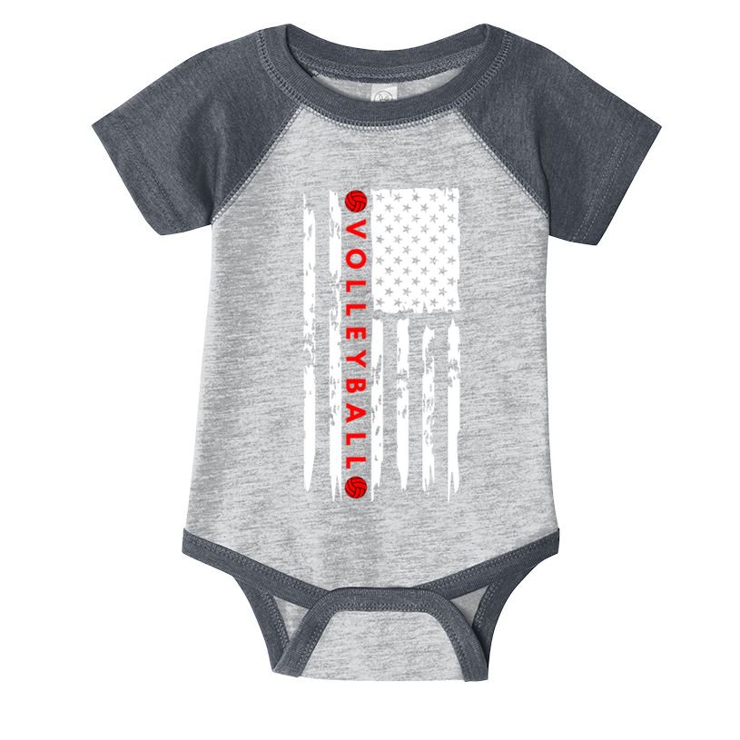 Volleyball Player Vintage American Flag Infant Baby Jersey Bodysuit