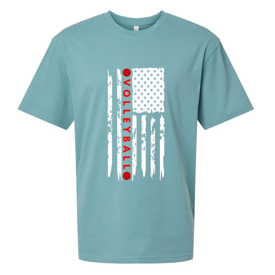Volleyball Player Vintage American Flag Sueded Cloud Jersey T-Shirt