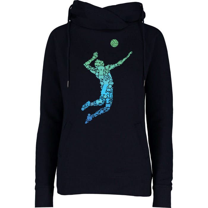 Volleyball Player Womens Funnel Neck Pullover Hood