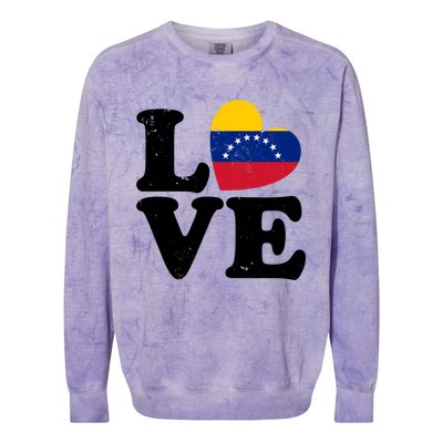 Venezuela Proud Venezuela Flag Love Heart Gift Colorblast Crewneck Sweatshirt