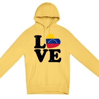 Venezuela Proud Venezuela Flag Love Heart Gift Premium Pullover Hoodie