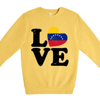 Venezuela Proud Venezuela Flag Love Heart Gift Premium Crewneck Sweatshirt