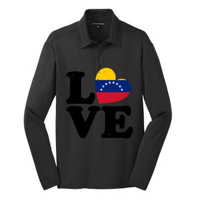 Venezuela Proud Venezuela Flag Love Heart Gift Silk Touch Performance Long Sleeve Polo