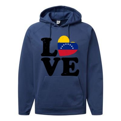 Venezuela Proud Venezuela Flag Love Heart Gift Performance Fleece Hoodie