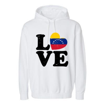 Venezuela Proud Venezuela Flag Love Heart Gift Garment-Dyed Fleece Hoodie