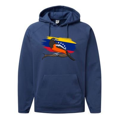 Venezuela Proud Venezuelan Flag Hispanic Colorful Bird Cool Gift Performance Fleece Hoodie